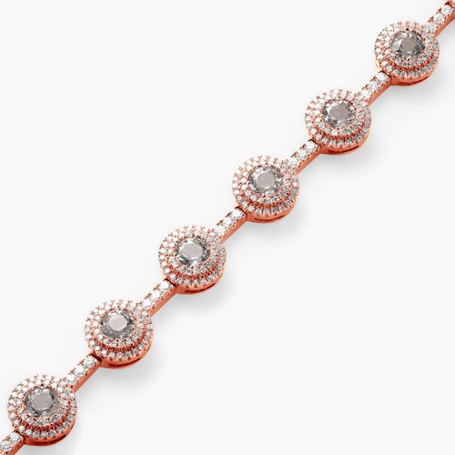 Bransoletka tenisowa SAVICKI: różowe złoto, morganity